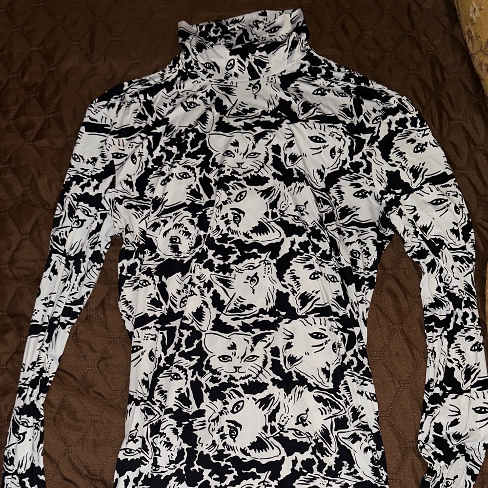 Philosophy Black and White Cat Print Blouse